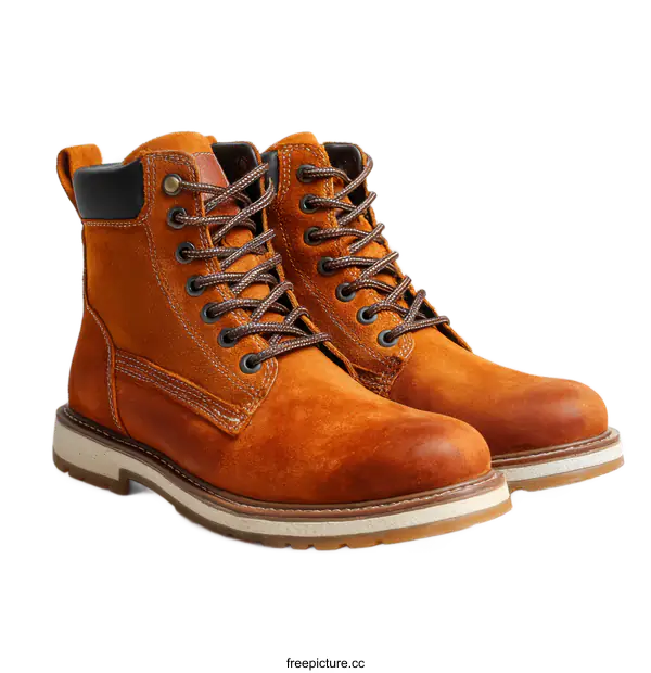 [Transparent Background PNG]Pair of Brown Leather Work Boots