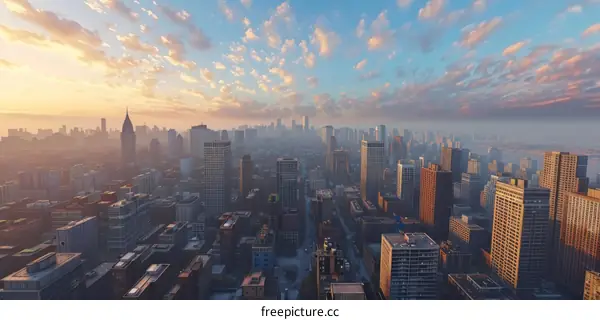 Sunrise over a Modern City Skyline