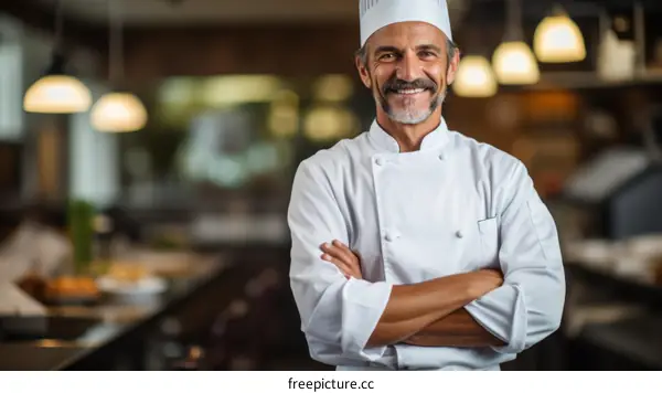 Portrait of a happy chef in a commercial kitchen
