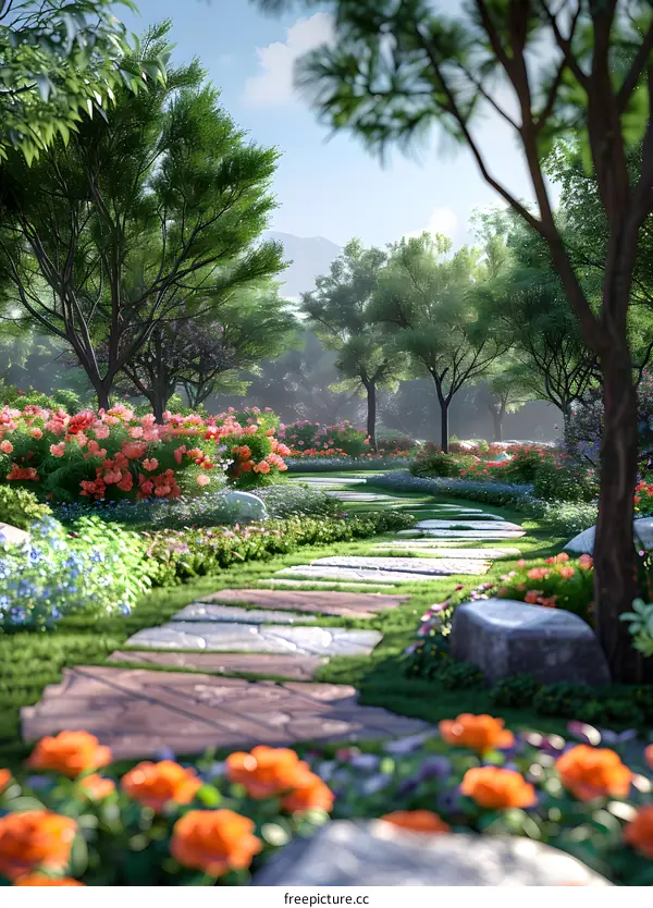 A winding garden path