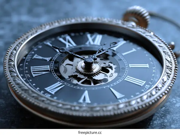 Antique Pocket Watch Mechanism Close-up