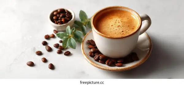 Aromatic Coffee Cup with Coffee Beans