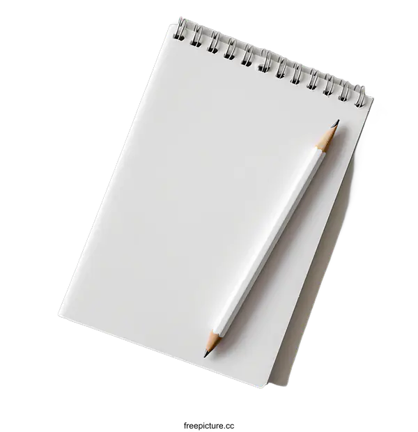 [Transparent Background PNG]Blank Spiral Notebook with Pencil