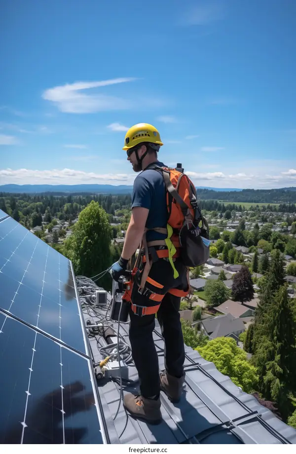 Solar panel installation on a residential rooftop