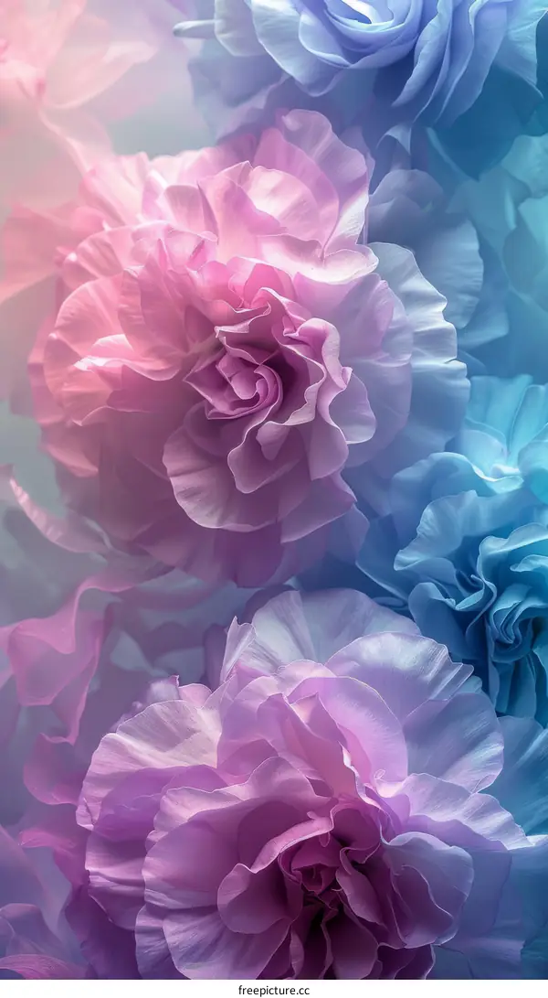 Close-up of Pink and Blue Flowers