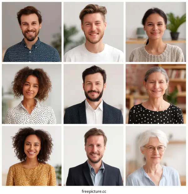 Diverse People Portraits Collage