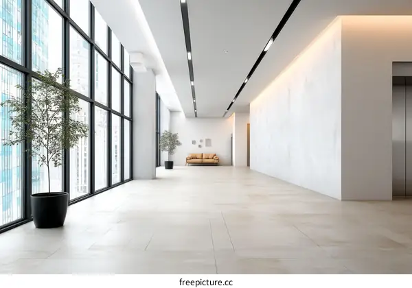 Modern Office Lobby with Large Windows