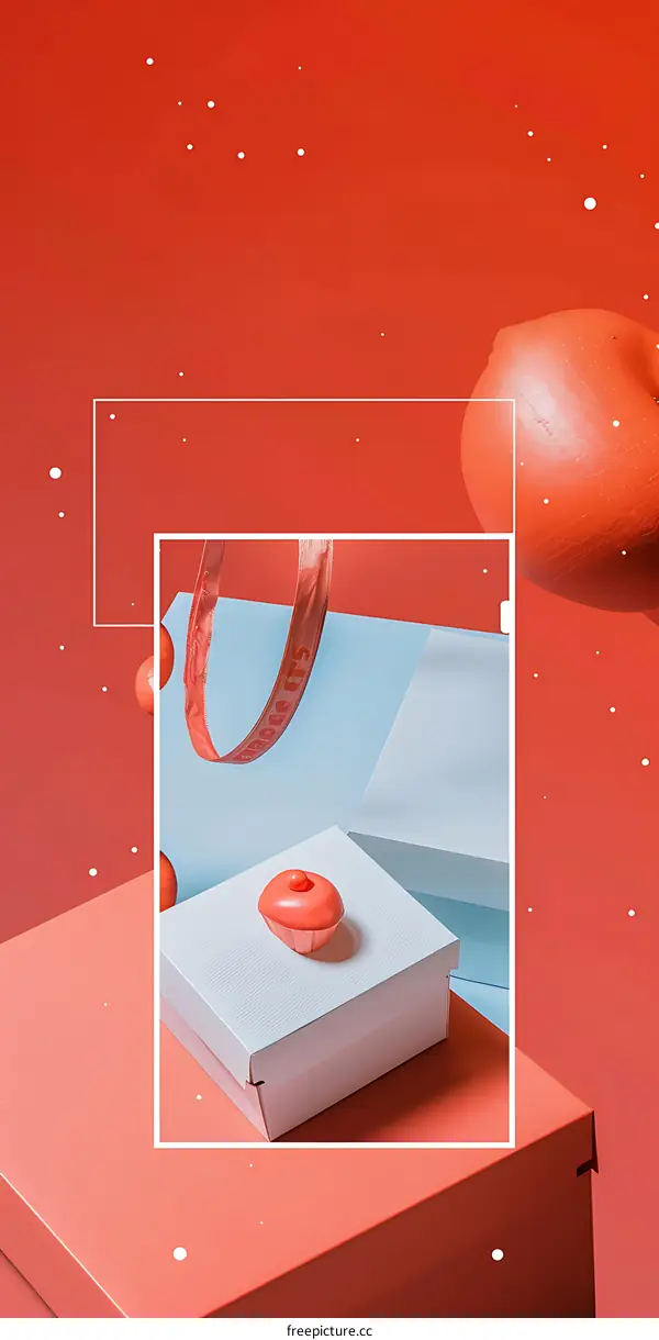 Red and White Minimalist Cupcake Design