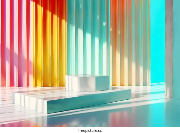 Abstract Minimalist Product Display with Colorful Stripes