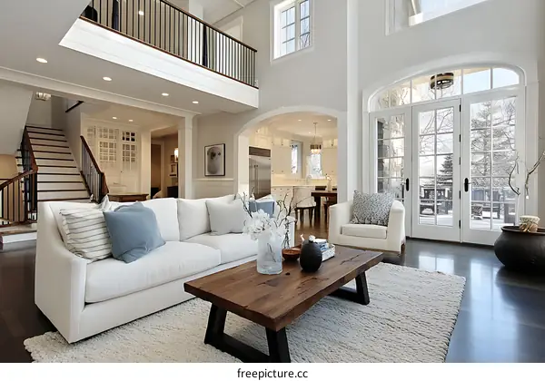 Modern Farmhouse Living Room with Large Windows