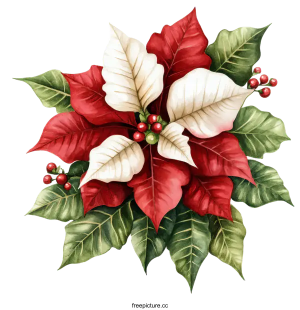 [Transparent Background PNG]Beautiful Christmas Poinsettia Illustration