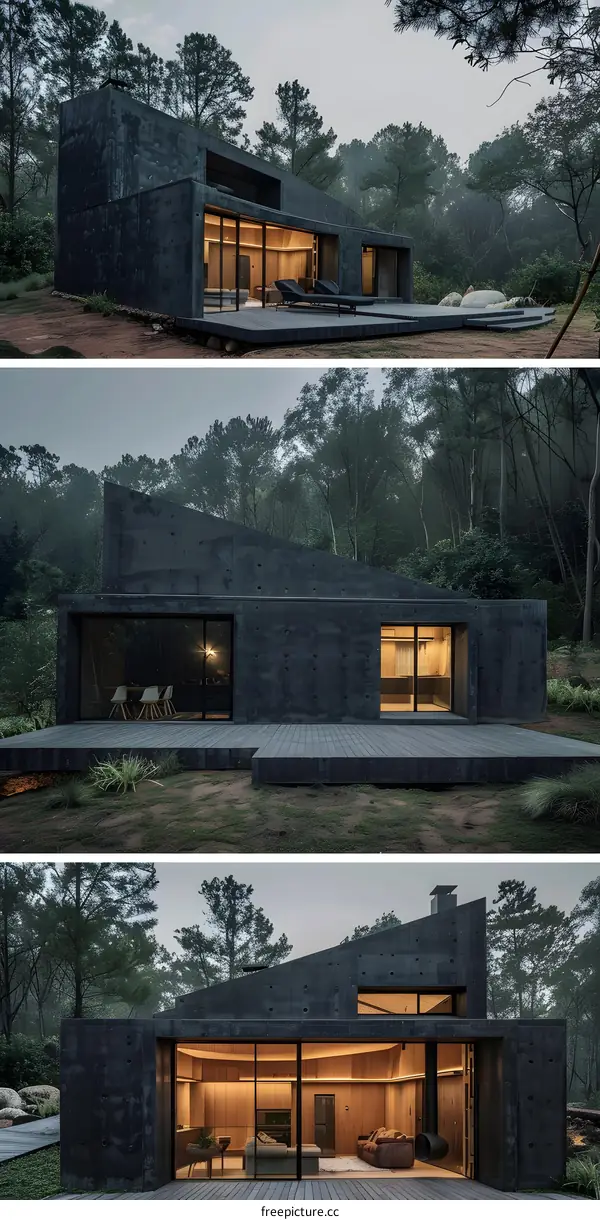 Modern Concrete House in the Forest