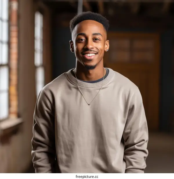 Portrait of a young African-American man smiling