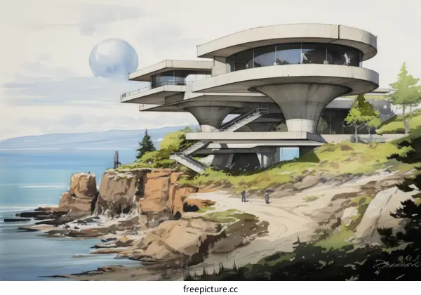 Futuristic Clifftop House with Ocean Views