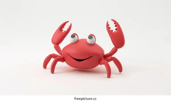 3D rendering of a cute red crab
