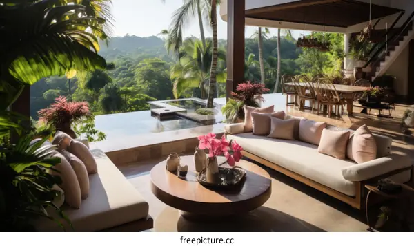 Modern luxury villa with infinity pool and amazing jungle views