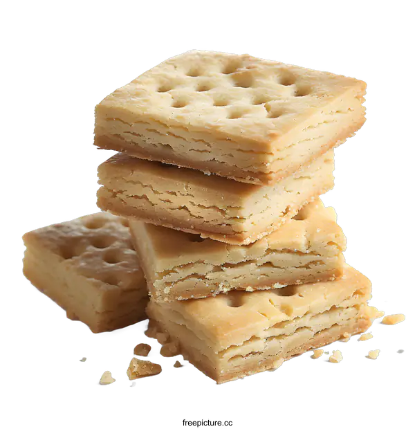 [Transparent Background PNG]Four crackers stacked on a white background
