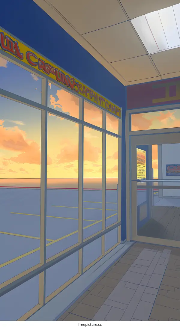 Sunset View From Inside of a Store