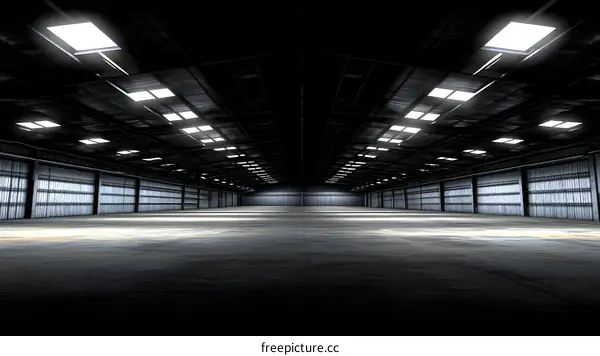 Empty Industrial Warehouse With Big Doors