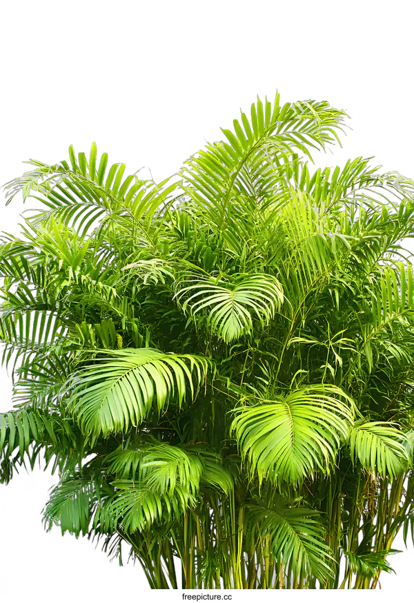 [Transparent Background PNG]Green Palm Tree Leaves Isolated On White Background