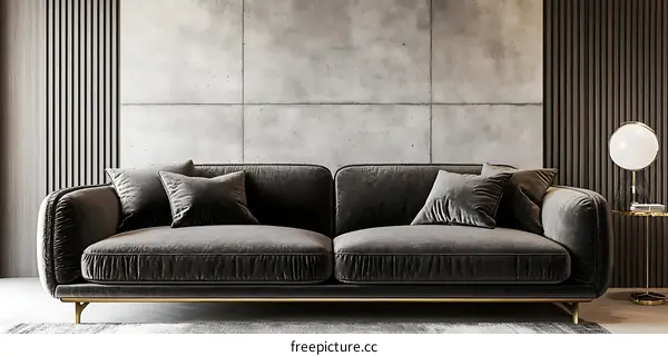 Modern Living Room Sofa with Concrete Wall