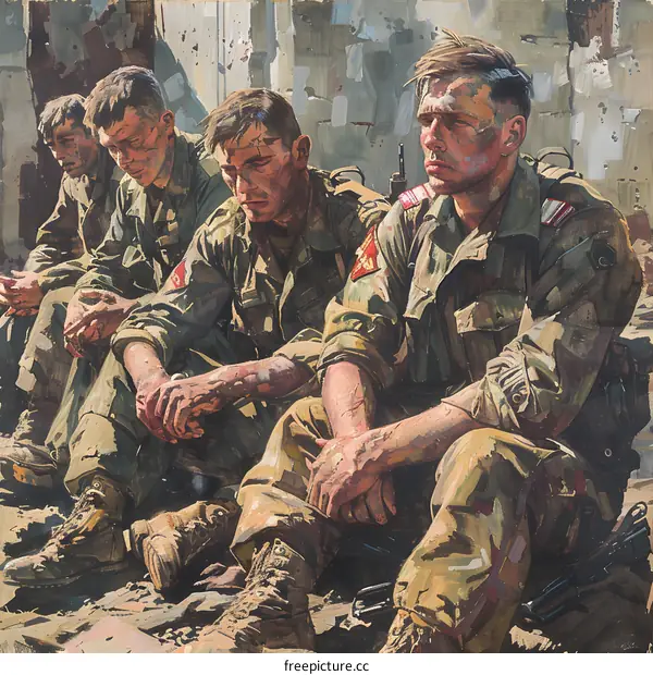 Four Soldiers Resting in the Sun
