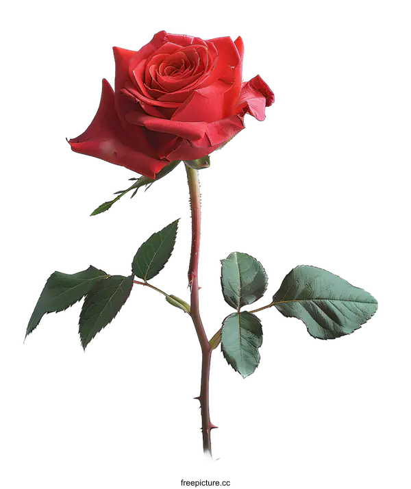 [Transparent Background PNG]Single Red Rose on White Background