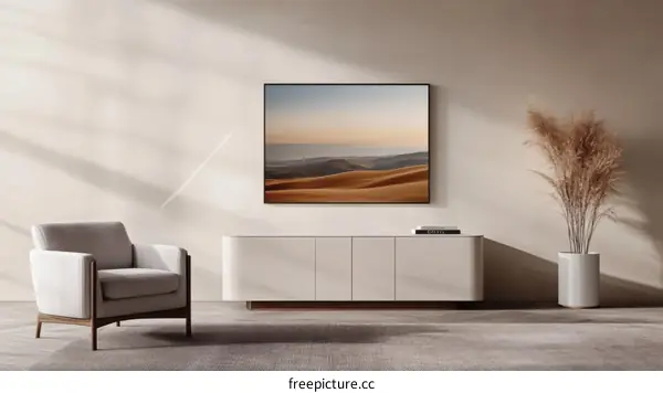 Modern Living Room with Desert Landscape Artwork