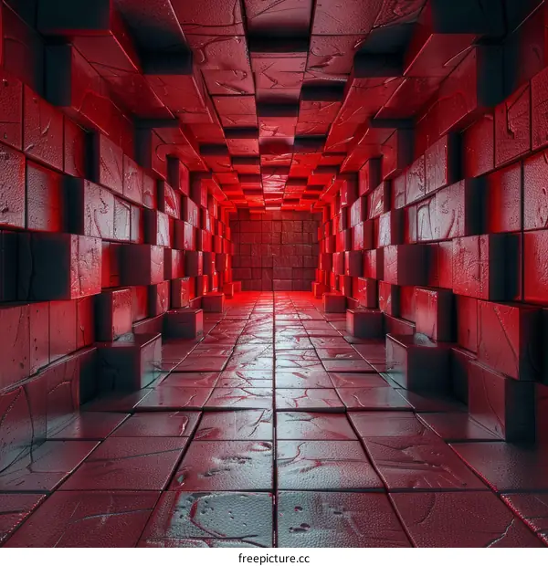 Red Sci-Fi Futuristic Corridor