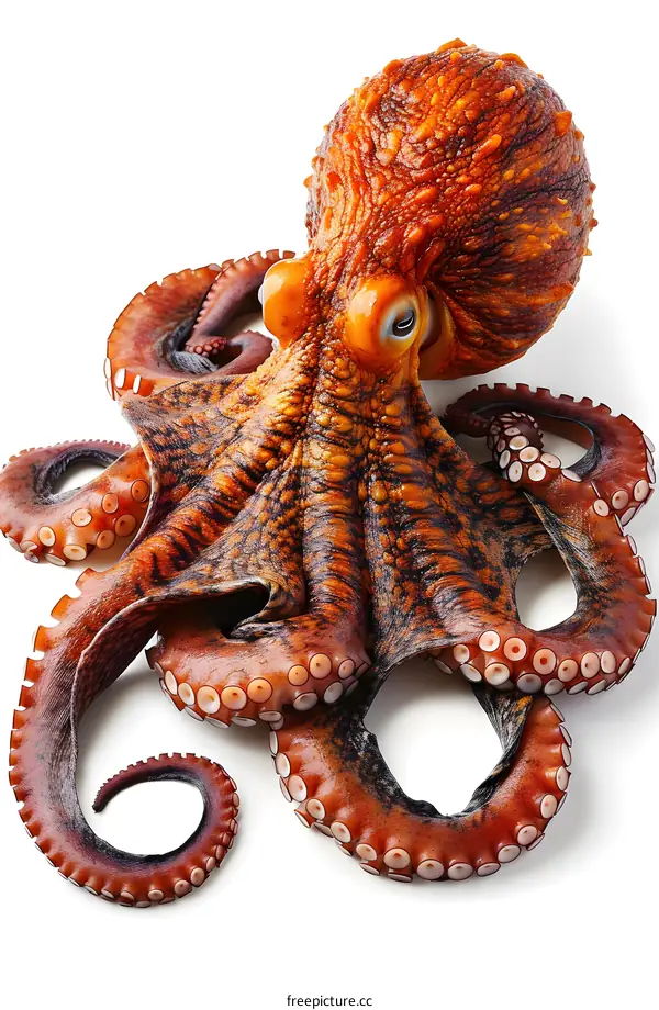 Giant Pacific Octopus on White Background