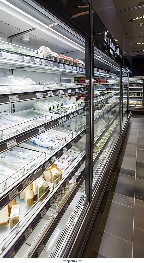 Refrigerated Display Case with Fresh Food Products