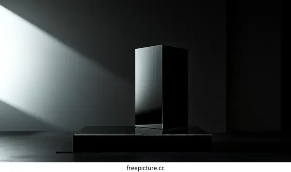 Abstract Black Display Cube on Platform