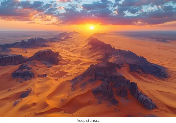Amazing sunset over the desert
