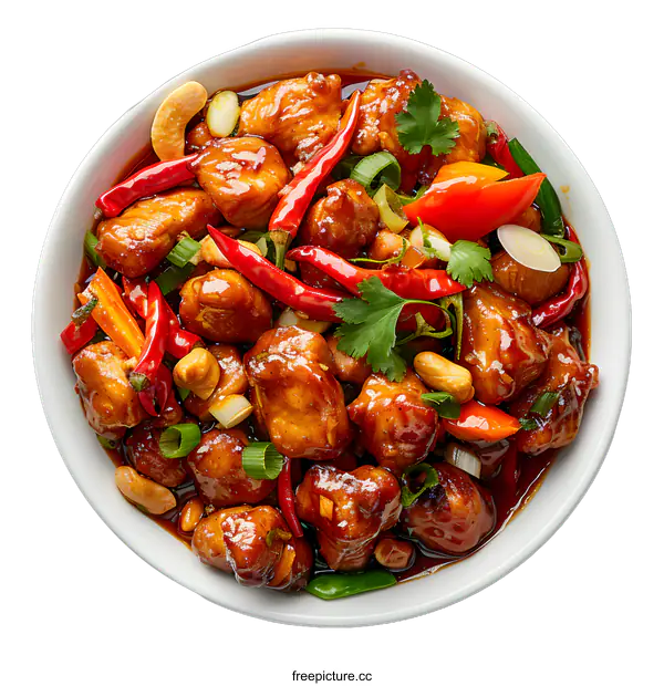 [Transparent Background PNG]kung pao chicken in white bowl