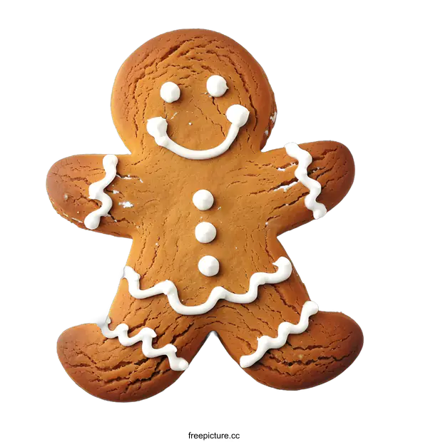 [Transparent Background PNG]Gingerbread Man Cookie on White Background