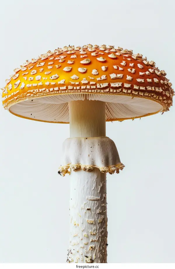 Close-up photo of a red and white mushroom