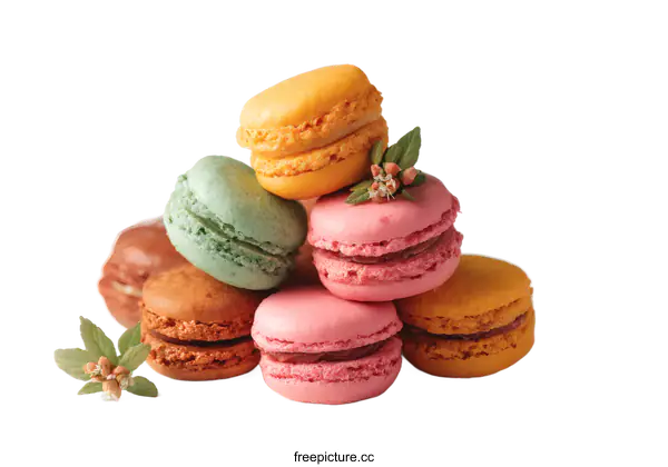 [Transparent Background PNG]Colorful Macarons Stacked Beautifully