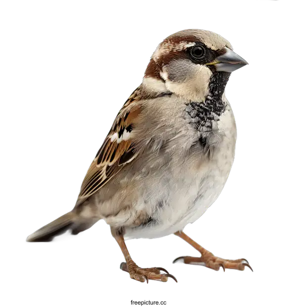 [Transparent Background PNG]A sparrow is standing on a white background