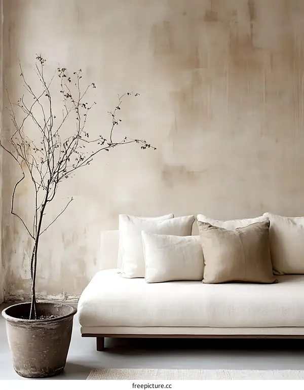 Beige Minimalist Living Room Sofa