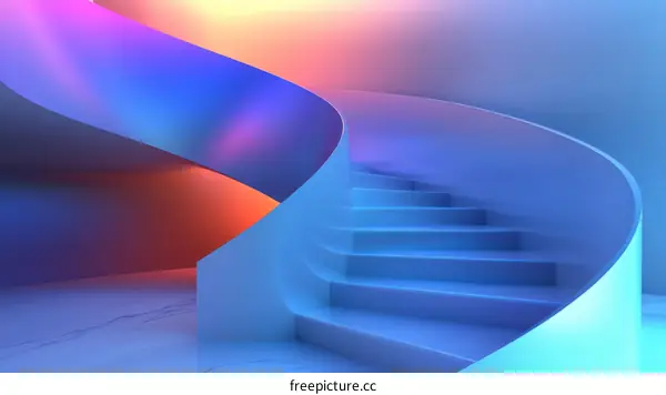 Abstract Colorful Spiral Staircase Design