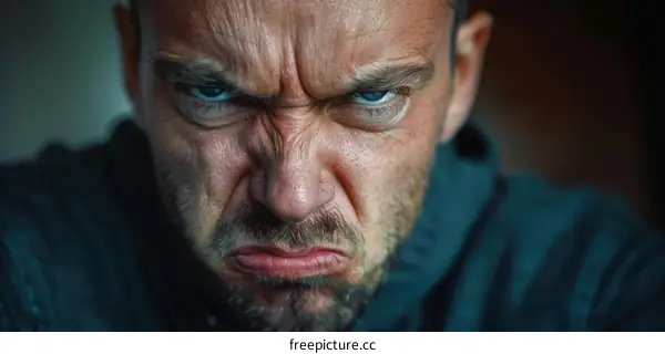 Closeup Portrait Angry Man
