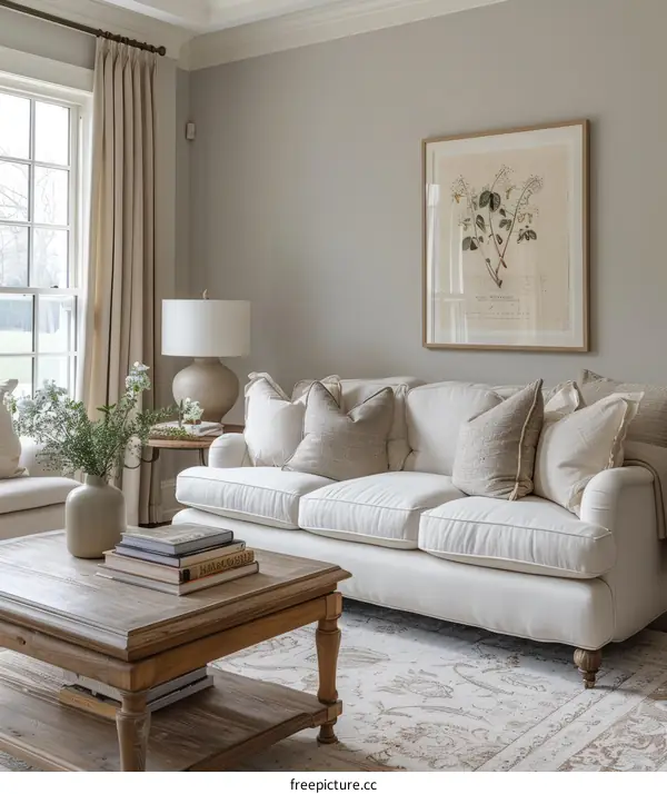 Elegant living room with neutral tones