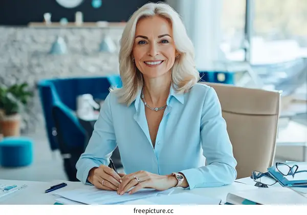 Confident Businesswoman Working in Modern Office
