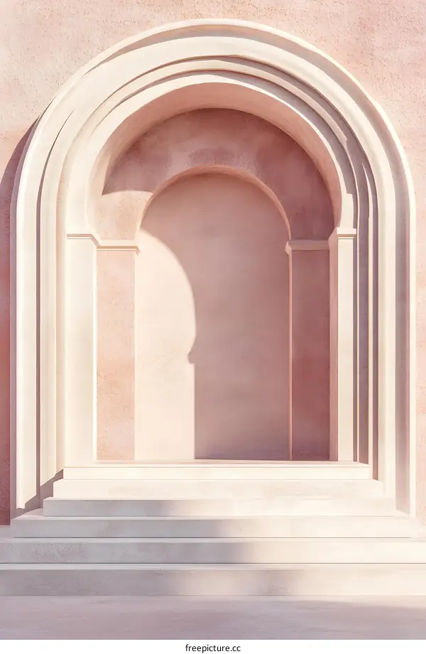 Abstract Minimalist Archway With Steps and Shadows