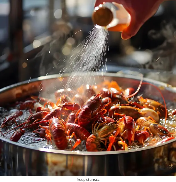 Cooking a pot of crayfish