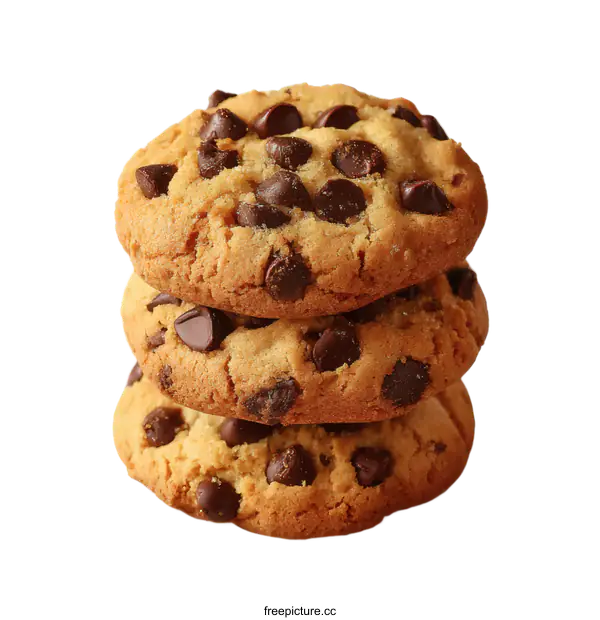 [Transparent Background PNG]Delicious Stack of Chocolate Chip Cookies