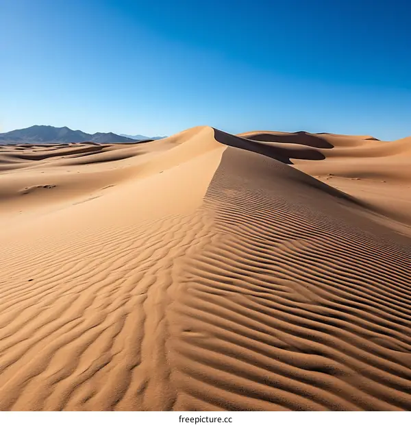 A vast expanse of sand dunes in the Sahara desert of Africa