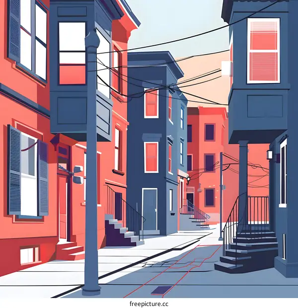 Colorful Street in a City Illustration