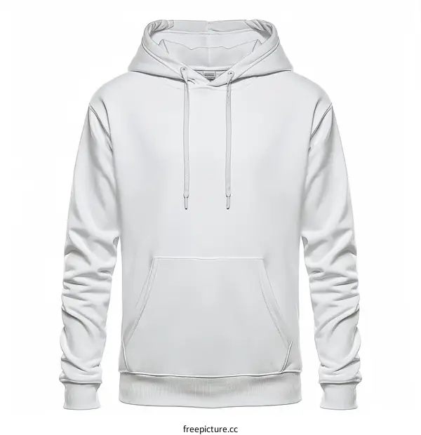 White Pullover Hoodie with Hood and Pocket