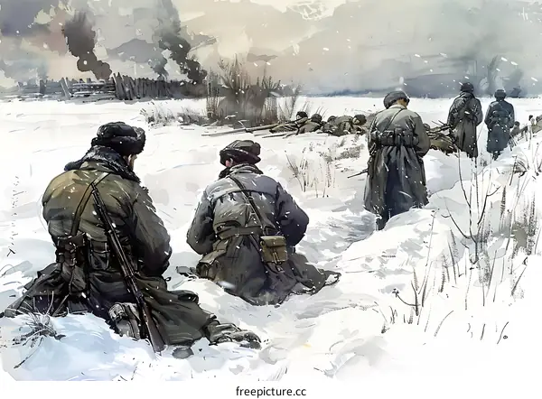 Soviet soldiers in a trench during the Battle of Stalingrad, 1942